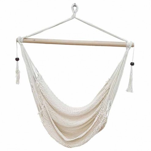 White Cotton Rope Hammock Chair with Tassels