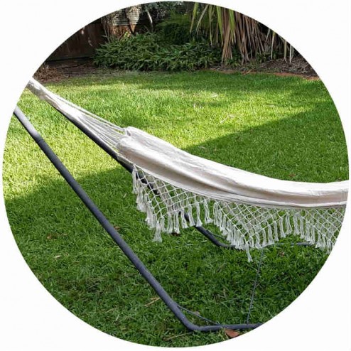 Large White Canvas Hammock with Tassels