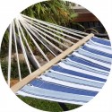Large Blue and White Canvas Hammock with Spreader Bar