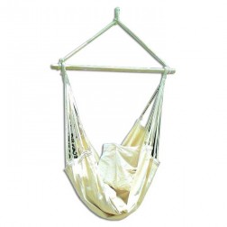 Beige Canvas Hammock Chair with Pillows
