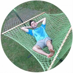 Large Green Cotton Rope Hammock with Spreader Bar