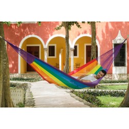 King Plus Nylon Mexican Hammock in Rainbow