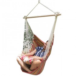 Red Multi Colour Canvas Hammock Chair with Pillows